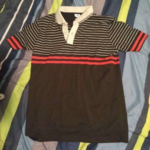 Black Red + Grey Striped Gioberti Polo S